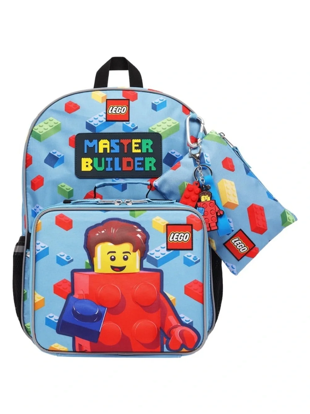 LEGO Master Builder Kids Backpack Set with Lunchbox and Keychain W